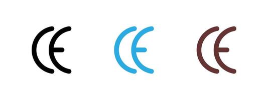 CE mark icon. Simplified symbol of European conformity illustration. Indicates compliance with EU safety standards symbol. Certification for approved products sign. Regulatory label pictogram. vector