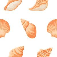 pattern from a set of various yellow icons of seashells, clams, shells and seashells, for various summer or marine designs vector