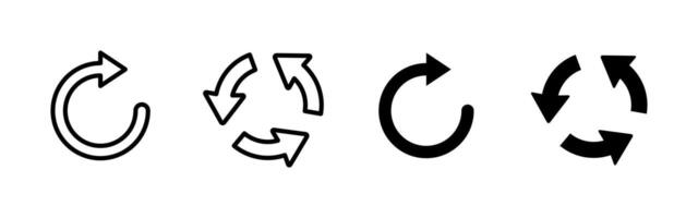 Refresh and reload icon. Circular arrows and loop symbols illustration. Common UI elements for repeating, updating or cycling actions in digital applications and web interfaces. vector
