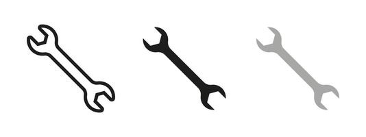 Wrench icon. Double open-end spanner tool illustration. Hand tool symbol for mechanical repair, construction work or industrial maintenance operations. vector