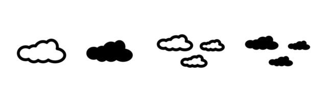 Cloud icon. Simple fluffy shape representing sky weather condition illustration. Atmospheric nature element and air forecast symbol. Environment and abstract design sign. Weather pictogram. vector