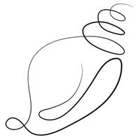 icon logo of a seashell mollusk drawn with a thin line in line art style, for various marine designs and company logos vector
