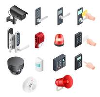 Security system with cameras isometric illustration. vector