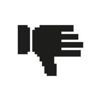 Pixelated Hand Pointing Down Icon. Dislike Gesture Symbol. Retro Game Style. Isolated Illustration vector