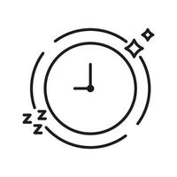 Clock With Sleep And Sparkle Icon. Sleep Schedule, Restful Sleep, And Nighttime Routine Outline Symbol. Sleep Hygiene And Relaxation. Editable Stroke. Isolated Illustration vector