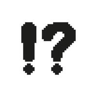 Exclamation And Question Mark Pixel Art Icon. Expression Of Surprise, Curiosity, And Inquiry Symbol. Retro Gaming Style. Isolated Illustration vector