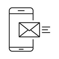 Smartphone With Email Sending Icon. Mobile Communication And Messaging Outline Symbol. Digital Correspondence And Connectivity. Editable Stroke. Isolated Illustration vector