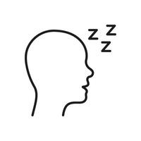 Sleeping Person With Zzz Icon. Sleep, Rest, And Relaxation Outline Symbol. Nighttime, Dreaming, And Snooze Concept. Editable Stroke. Isolated Illustration vector