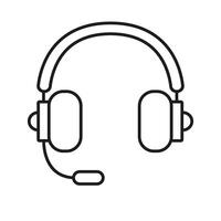 Headset With Microphone Line Icon. Customer Support, Gaming, And Communication Equipment Outline Symbol. Audio Interaction And Call Center Tool. Editable Stroke. Isolated Illustration vector