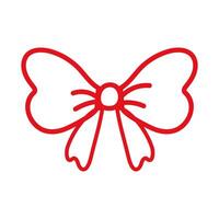 Isolated outline of a red bow with ribbon on a white background vector