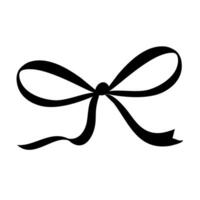 Isolated silhouette of a bow with a ribbon on a white background vector