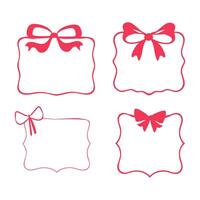 Set of decorative red frames with bows vector