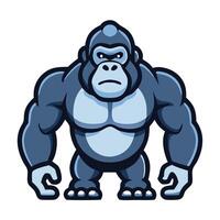 Muscular gorilla with a stern expression is standing firmly with a white background vector