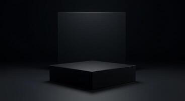 Black box with a square on a dark background photo