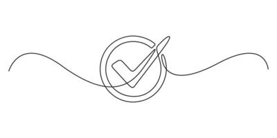 Continuous one line drawing of check mark graphic illustration vector