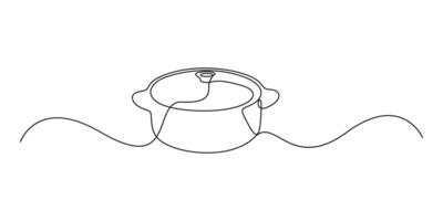 Continuous one line drawing of big pan isolated on white background graphic illustration vector
