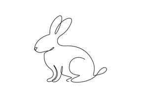 Continuous one line drawing of rabbit graphic illustration vector