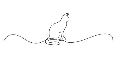 Continuous line drawing of cat graphic illustration vector