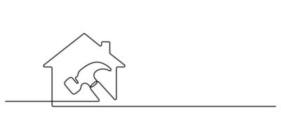 Drawing of a house icon in one continuous line style modern graphic illustration vector