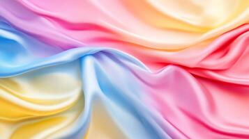 Colorful pastel silky fabric with soft waves in a gentle abstract pattern photo
