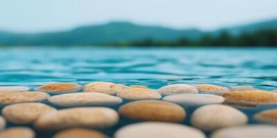 Serene Stones in Still Water, Nature's Tranquility photo