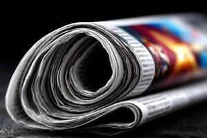 of a Rolled Newspaper News and Information photo