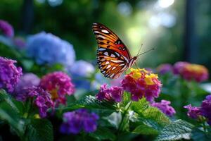 Butterfly on a Flower in a Garden A Stunning Nature Scene photo