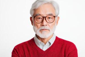 Portrait of a Senior Man with Glasses and a Red Sweater photo