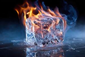 Ice Cube on Fire A Striking Visual of Opposing Forces photo