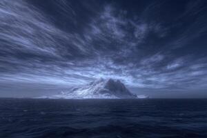 Majestic Mountain Island Under a Stormy Sky photo