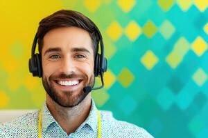 Smiling Customer Support Professional Ready to Assist photo