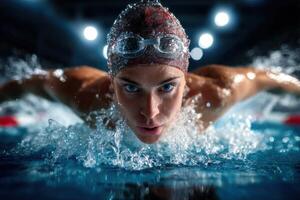 Dedicated Swimmer in Action, Effortless Movement in the Pool photo