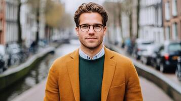 Stylish Man in a Cityscape Urban Portrait photo