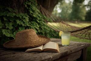 Summer Relaxation with a Book and Lemonade photo