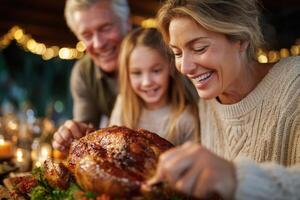 A heartwarming Thanksgiving feast with family photo