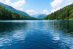 Serene Mountain Lake Scenery in Summer photo