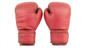 Vintage Red Boxing Gloves A Pair of Protective Combat Gear photo