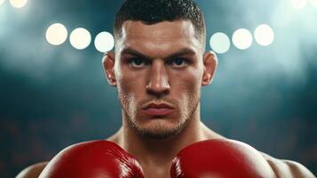 Focused Boxer in the Ring Intense Determination and Power photo