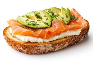 Avocado and Smoked Salmon Toast A Delightful and Healthy Breakfast or Lunch photo