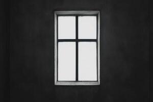 Simple Dark Concrete Wall Window with Light photo