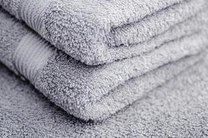 Soft Gray Towels Luxurious Texture and Comfort for a Relaxing Bathroom Experience photo