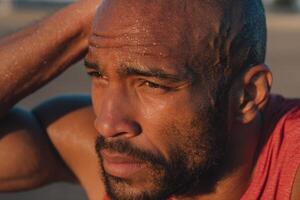 Portrait of a Man After Intense Exercise photo
