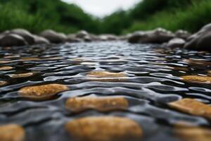 Serene Stream Flowing Over Rocks A Nature's Embrace photo