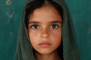 A Child's Gaze A Portrait of Innocence and Dignity photo
