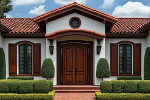 Stunning Exterior of a Luxurious Home with Exquisite Architectural Details photo