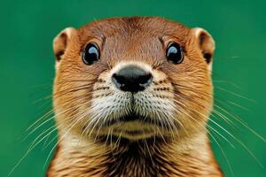 of a captivating animal face, showcasing the intricate details of its fur and eyes. photo