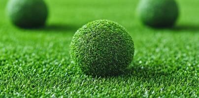 Enthralling Artificial Grass Sphere on Lush Green Lawn photo