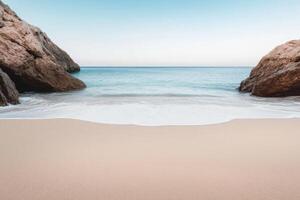 Tranquil Beach Scene Serene Coastal Landscape with Gentle Waves photo