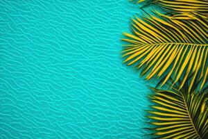Tropical Palm Leaves on Turquoise Water Summer Paradise photo