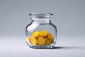 Transparent Glass Jar Filled with Golden Coins A Visual Representation of Savings and Financial Growth photo